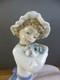 1049 Big Hug Nao Lladro Spain Porcelain Figurine Peasant Girl With Puppy Dog