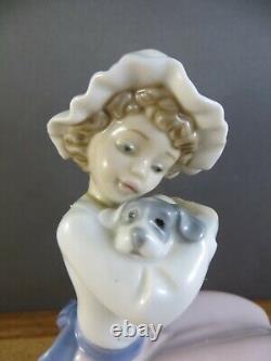 1049 Big Hug Nao Made in Spain Porcelain Figurine Peasant Girl With Puppy Dog