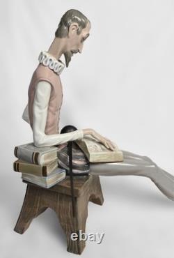 14x17 Vintage NAO Lladro Don Quixote Reading Figurine, Spain, c. 1990s
