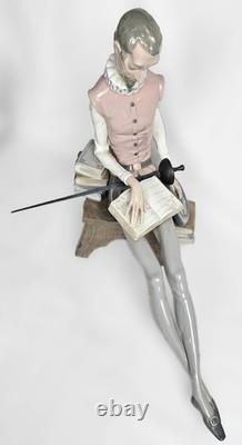 14x17 Vintage NAO Lladro Don Quixote Reading Figurine, Spain, c. 1990s