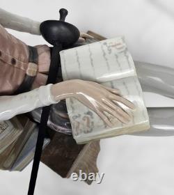14x17 Vintage NAO Lladro Don Quixote Reading Figurine, Spain, c. 1990s