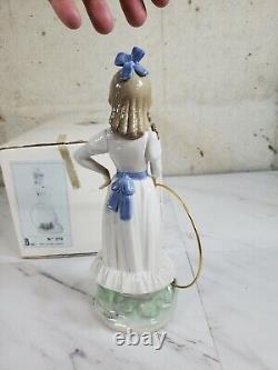 1989 NAO by Lladro Porcelain Figurine Nina con aro y perrito No. 379 dog