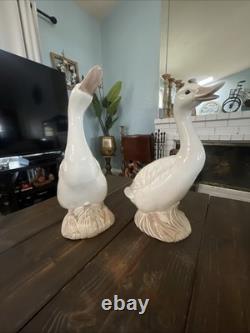 2 NAO Ducks Porcelain Figures LLADRO Style Spain Vintage Set 19 And 18
