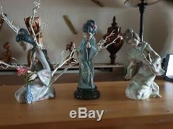 3 x retired Nao Lladro geisha Japanese / chinese Figures figurines Statues Rare