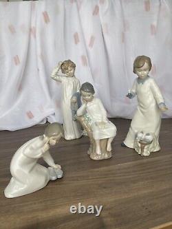 4 Porcelain Figures, NAO, Lladro, Nadal Goebel, Blue-White