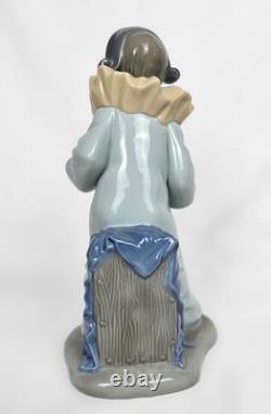 8.5 Vintage NAO Lladro Harlequin with Accordion Figurine #1102, Spain, 1989