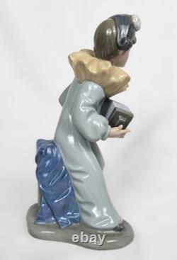 8.5 Vintage NAO Lladro Harlequin with Accordion Figurine #1102, Spain, 1989