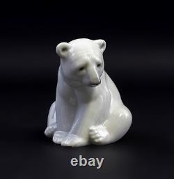 9998006-d Porcelain Polar Bear Bear Sitting Lladro Spain 9x8x10cm