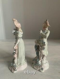 Antique Pair Of Porcelain Figures Woman And Man Ornaments