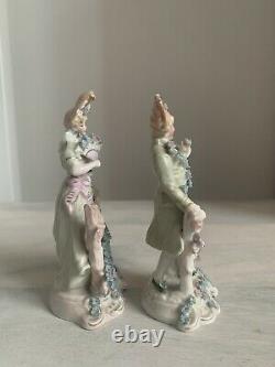 Antique Pair Of Porcelain Figures Woman And Man Ornaments