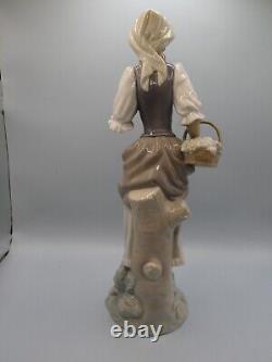 Attractive Collectable Lladro Spain Figure 4665 Girl With Fruit Basket