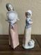 Bashful Girl with Straw Hat Lladro #5007 & NAO Lladro Girl with Puppy Basket Vintage