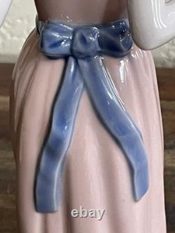 Bashful Girl with Straw Hat Lladro #5007 & NAO Lladro Girl with Puppy Basket Vintage