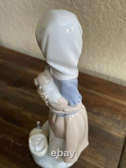 Bashful Girl with Straw Hat Lladro #5007 & NAO Lladro Girl with Puppy Basket Vintage
