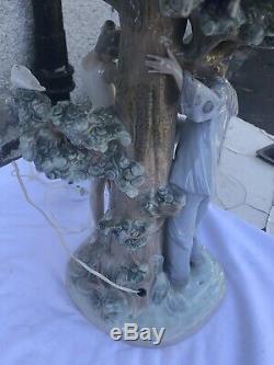 Beautiful Large Lladro Ballerina And Clown Figurine Lamp With Shade- Working