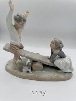 Beautiful Lladro Nao See Saw # 4867 Boy and Girl with Dog, pristine, early