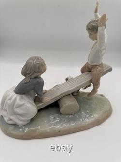 Beautiful Lladro Nao See Saw # 4867 Boy and Girl with Dog, pristine, early