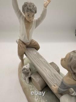 Beautiful Lladro Nao See Saw # 4867 Boy and Girl with Dog, pristine, early
