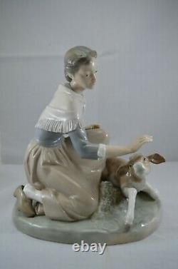 Delightful Lladro Figure Caressing A Little Calf Ref. No. 4827