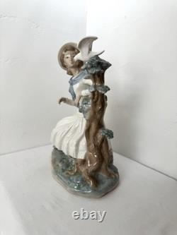 EXQUISITE NAO by Lladro Porcelain Figurine Girl with Dove & Tree Large 10
