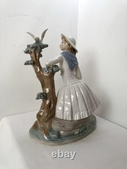EXQUISITE NAO by Lladro Porcelain Figurine Girl with Dove & Tree Large 10