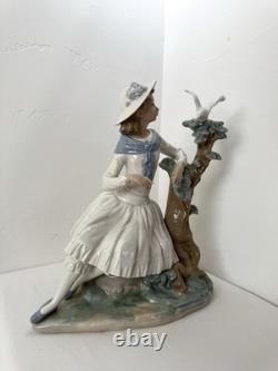 EXQUISITE NAO by Lladro Porcelain Figurine Girl with Dove & Tree Large 10