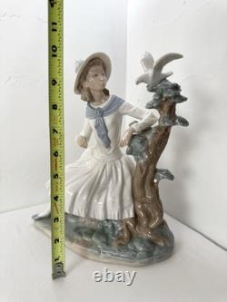 EXQUISITE NAO by Lladro Porcelain Figurine Girl with Dove & Tree Large 10