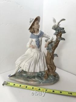 EXQUISITE NAO by Lladro Porcelain Figurine Girl with Dove & Tree Large 10