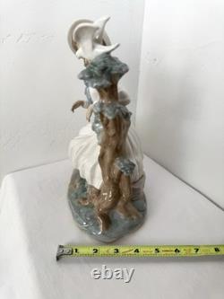 EXQUISITE NAO by Lladro Porcelain Figurine Girl with Dove & Tree Large 10