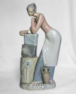Early NAO-Lladro Woman withdove at Stone Fountain Figurine, #154, Spain, 1970th