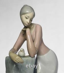 Early NAO-Lladro Woman withdove at Stone Fountain Figurine, #154, Spain, 1970th