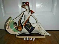 Exquisite Huge Galos Spanish Porcelain Art Deco Style Semi Naked Lady Figurine