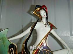 Exquisite Huge Galos Spanish Porcelain Art Deco Style Semi Naked Lady Figurine