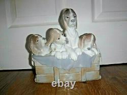 Exquisite Lladro Figure Pups In A Box 1121 1st Excellent Mega Rare