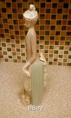 Genuine Lladro Lady With Parasol Walking Dog Chihuahua 4761 14 Inches Tall