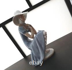 HOT SALE Lladro Nao Lady with Straw Hat and Blue Dress Mint Condition