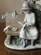 LARGE 14 Lladro Nao Porcelain Figurine Girl on Bench Feeding Birds Doves Spain