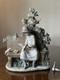 LARGE 14 Lladro Nao Porcelain Figurine Girl on Bench Feeding Birds Doves Spain