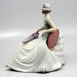 LARGE NAO BY LLADRO FIGURE LADY SITTING with UMBRELLA A RAINY AFTERNOON 10.25 T