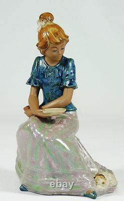 LLADRO 20cm gr. Figurine CERAMIC FIGURINE Ceramic NAO Girl with Dog Spain