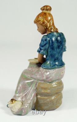 LLADRO 20cm gr. Figurine CERAMIC FIGURINE Ceramic NAO Girl with Dog Spain