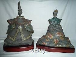 LLADRO'EMPEROR & EMPRESS' and Wood stands. 12300 &12301. 1995 to 1999