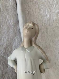 LLADRO NAO FIGURINE LAMP GIRL With HANDS ON HIPS SERIES 73G/M 1986 MATTE/BISQUE