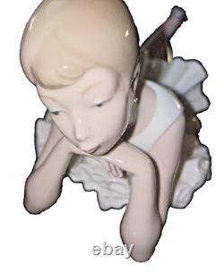 LLADRO NAO Pensive Ballet Ballerina Figure Laying on Stomach Ponytail Porcelain