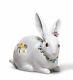 LLADRO Porcelain ATTENTIVE BUNNY WITH FLOWERS (01006098)