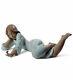 LLADRO Porcelain Gres Finish GIRL WATCHING A SNAIL