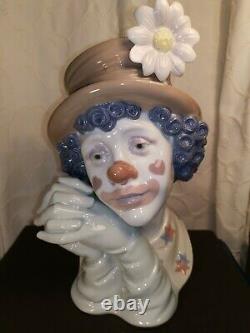 Large Glaze Lladro Melancholy Clown Head Bust Figurine # 5542 Retired 11.5 High