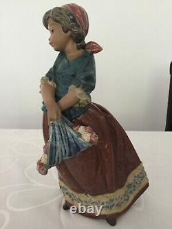 Large LLADRO Figure 31cm Porcelain Woman with Rose Cloth Vintage Size Daisa 1978