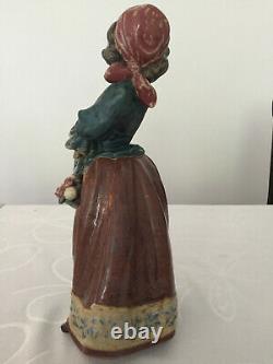 Large LLADRO Figure 31cm Porcelain Woman with Rose Cloth Vintage Size Daisa 1978