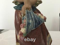 Large LLADRO Figure 31cm Porcelain Woman with Rose Cloth Vintage Size Daisa 1978
